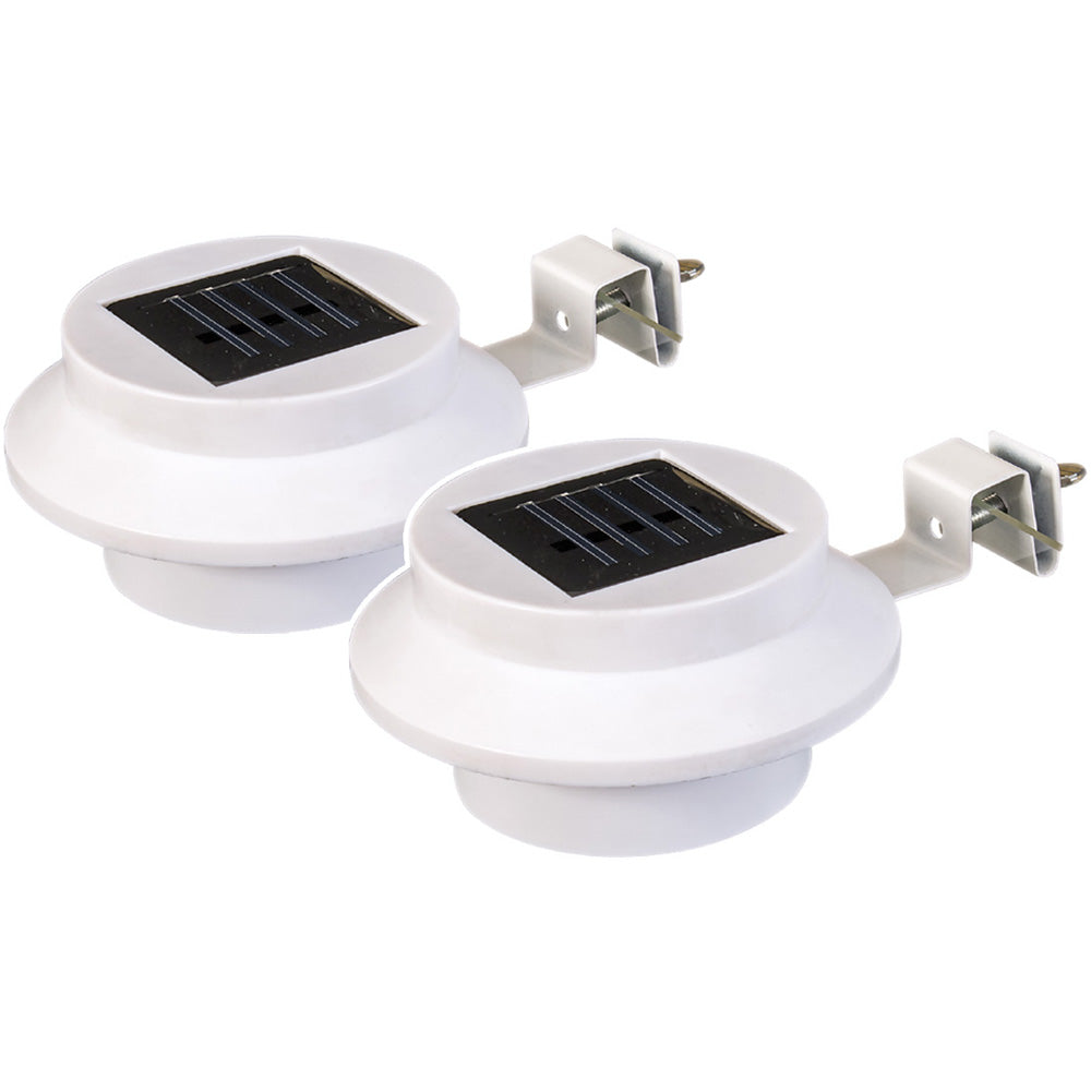 2 Pack Solar Gutter Lights – Outdoor LED Wall & Fence Lights (White/Black)