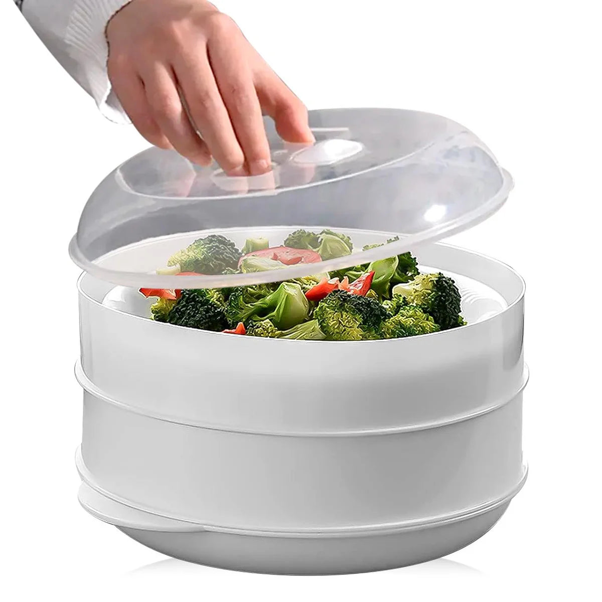 2 Tier Microwave Food Steamer – Healthy Steam Cooking Container Set