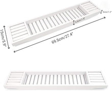 Bamboo Bathtub Caddy Tray – Extendable Bath Tub Organizer (White)