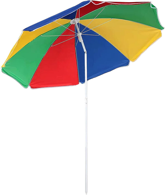 180CM Beach Umbrella with Tilt Adjustable Pole – Multicolor Sun Shade