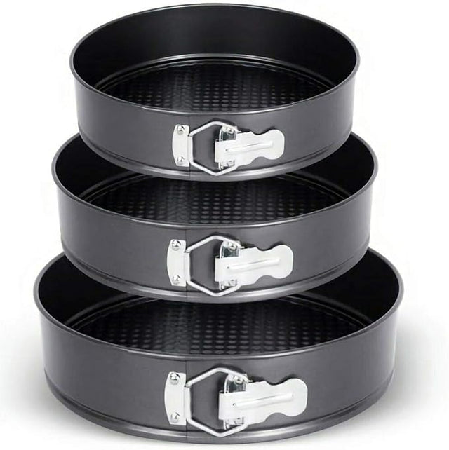 3-Piece Non-Stick Springform Cake Tin Set – Round Leakproof Baking Pans (22, 24, 26 cm)