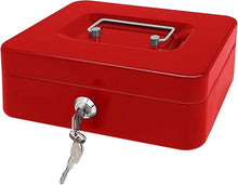 10” Cash Box – Heavy Duty Metal Money Box with 2 Keys (Red)