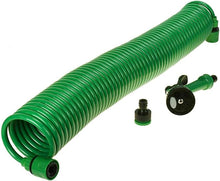 50ft Professional Coil Garden Hose – 15m Retractable Kink-Resistant Hose with Brass Fittings & 5-Function Spray Gun