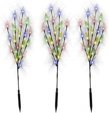 60 LED Solar Tree Branch Lights – 3-Pack Multi-Coloured Decorative Garden Stakes