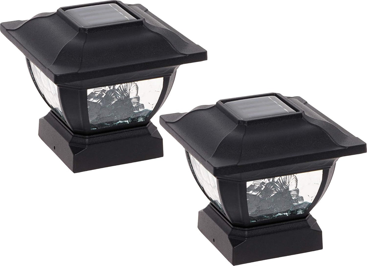 2 Pack Solar Post Cap Lights – Outdoor LED Fence & Deck Lights (Black/White)