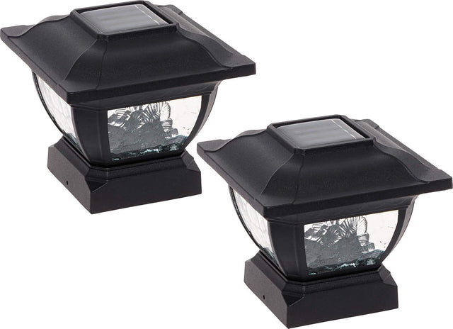 2 Pack Solar Post Cap Lights – Outdoor LED Fence & Deck Lights (Black/White)