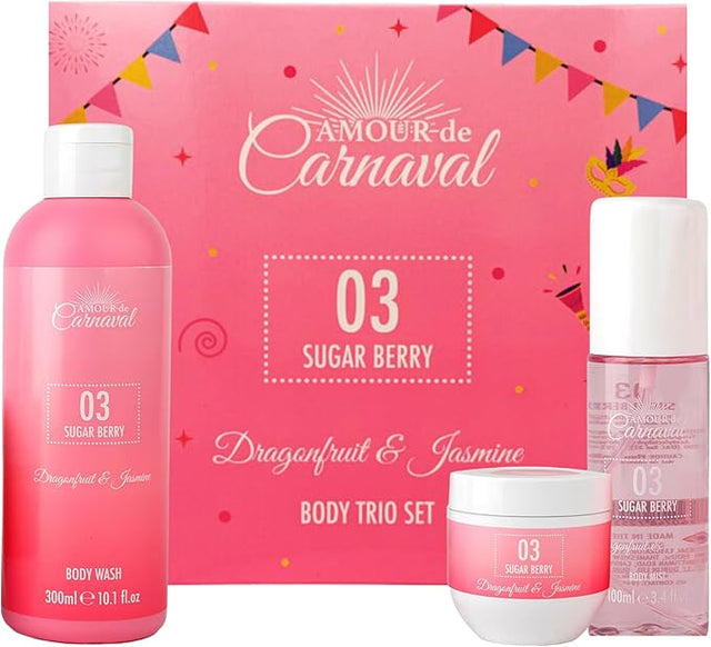 Amour De Carnaval 03 Sugar Berry Body Care Gift Set – Dragonfruit & Jasmine (3-Piece Trio Set)