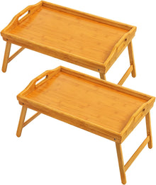 2-in-1 Bamboo Bedside Table Tray – Foldable Breakfast & Laptop Tray with Legs