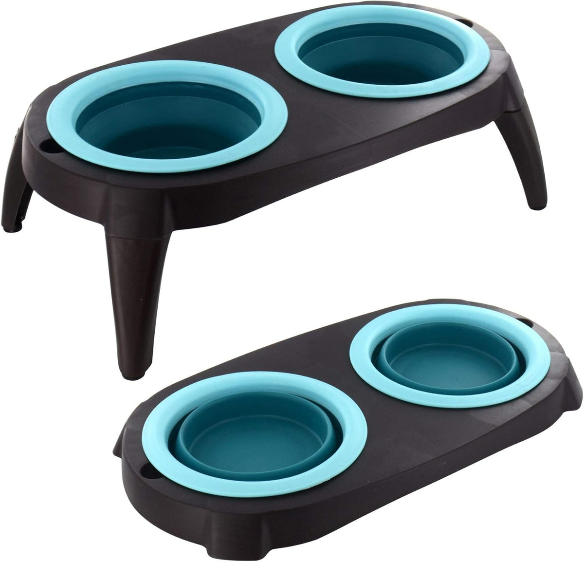 2-in-1 Elevated Collapsible Pet Bowl Set – Portable Travel Feeder with Removable Legs