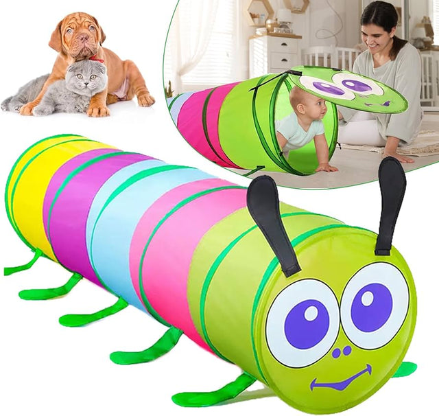 Kids Caterpillar Play Tunnel – Foldable Indoor & Outdoor Crawl Tunnel Toy