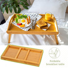 2-in-1 Bamboo Bedside Table Tray – Foldable Breakfast & Laptop Tray with Legs