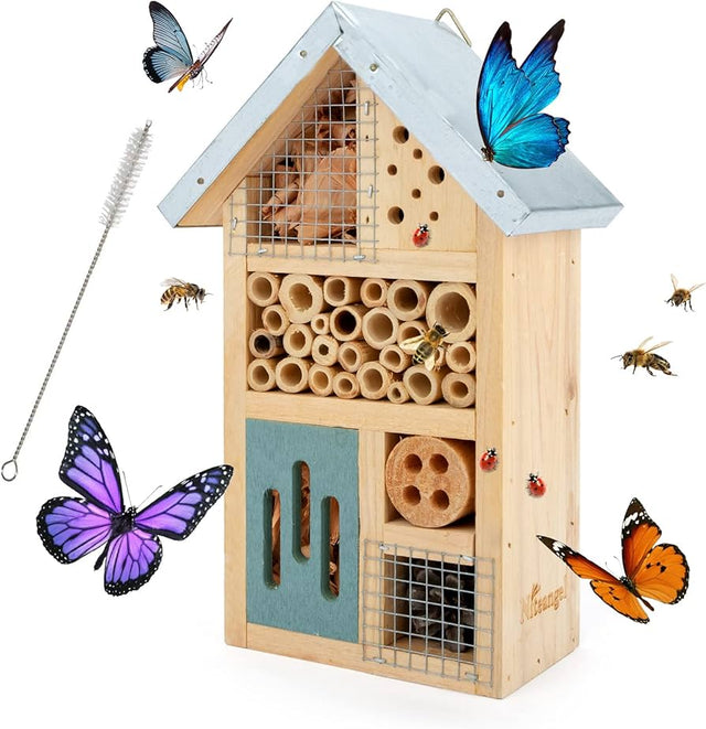 Wooden Garden Insect Hotel – Outdoor Bee & Ladybird Habitat House