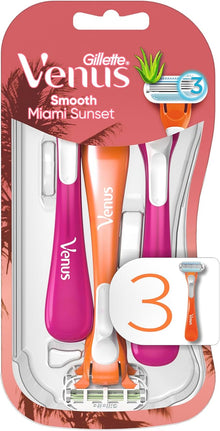 Gillette Venus Smooth Sensitive Women's Disposable Razors - Miami Sunset Edition (3-Pack)
