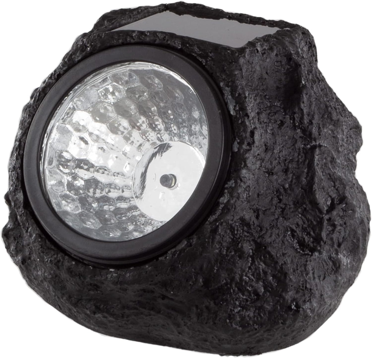 2 Pack Solar Rock Lights – Outdoor Polyresin Stone Garden LED Lights (Black)