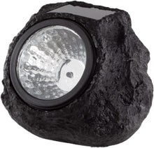 2 Pack Solar Rock Lights – Outdoor Polyresin Stone Garden LED Lights (Black)