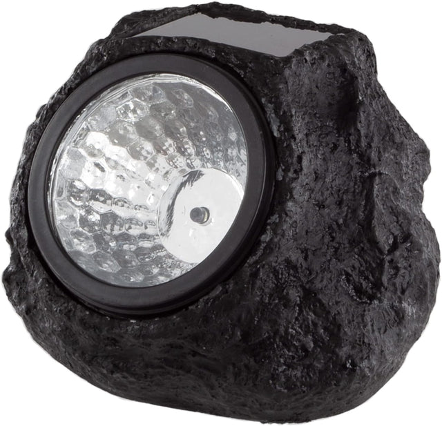 2 Pack Solar Rock Lights – Outdoor Polyresin Stone Garden LED Lights (Black)