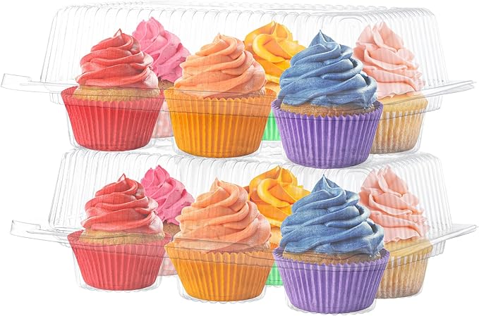 6-Compartment Plastic Cupcake Containers with High Dome Lids (10-Pack)