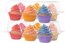 6-Compartment Plastic Cupcake Containers with High Dome Lids (10-Pack)