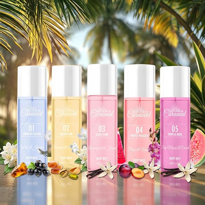 Amour De Carnaval Body Mist Gift Collection (5 x 50ml) – Premium Women's Fragrance Discovery Set