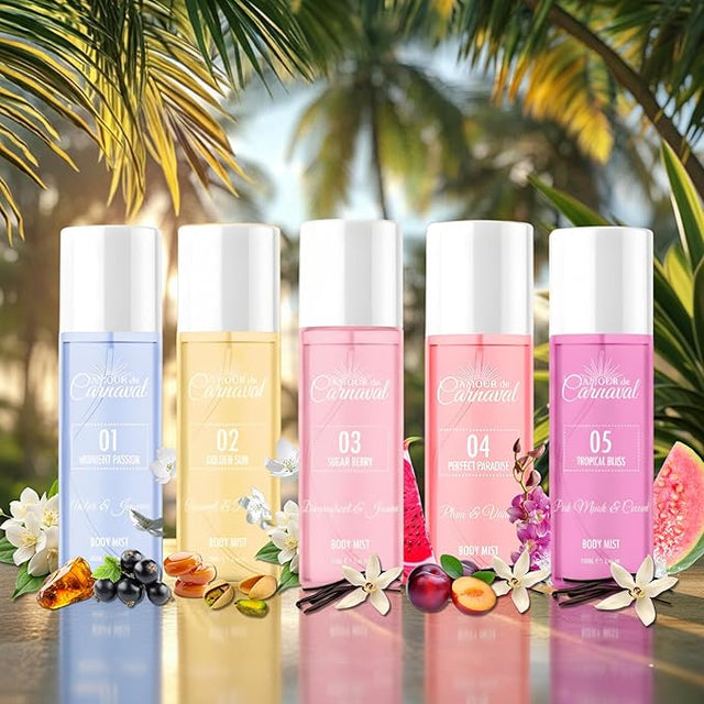 Amour De Carnaval Body Mist Gift Collection (5 x 50ml) – Premium Women's Fragrance Discovery Set
