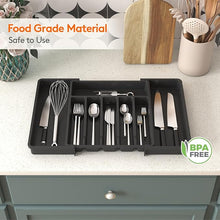 Expandable Kitchen Cutlery Tray – Adjustable Tableware Organizer & Retractable Storage Tray (Black)