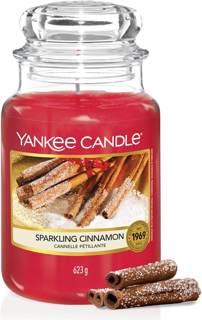 Yankee Candle Sparkling Cinnamon Scented Candle - Large Jar (Up to 150 Hours Burn Time)
