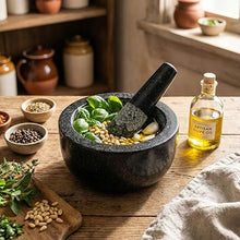 Solid Granite Pestle and Mortar Set – Honed & Polished Stone Grinder for Spices, Herbs, and Pesto