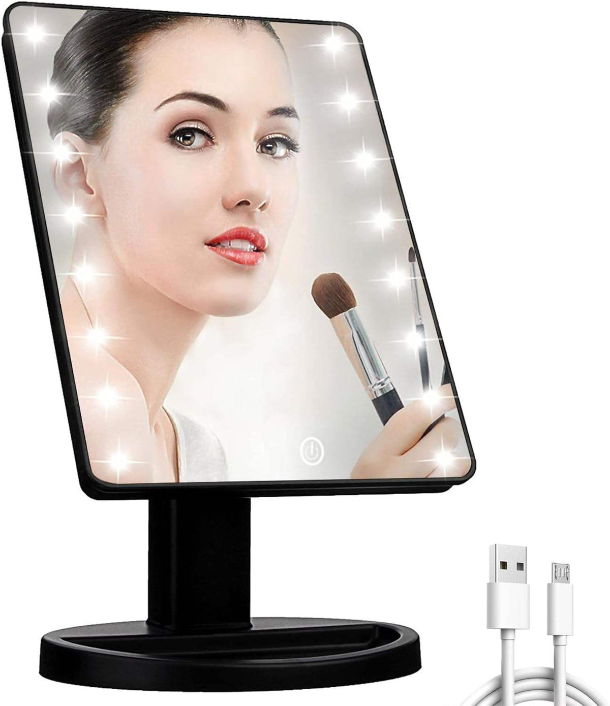 16 LED Lighted Makeup Mirror with Touch Control & Adjustable Brightness