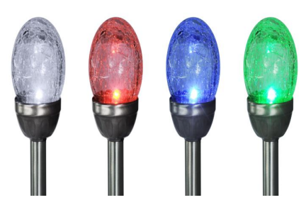 3PK Solar Crackle Ball Lights – Outdoor RGB LED Garden Path Lights (Set of 3)