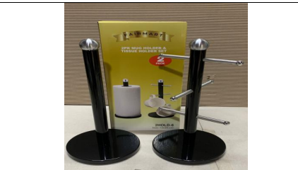 Deluxe Mug Holder & Tissue Holder Set – Powder Coated Kitchen Organizer Set