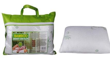 Bamboo Memory Foam Pillow – Shredded Foam Bed Pillow with Zippered Cover