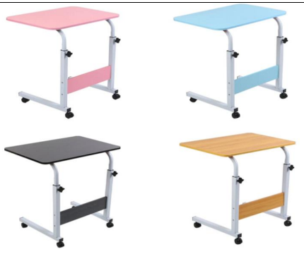 Adjustable Laptop Table with Wheels – Portable Mobile Desk for Home & Office