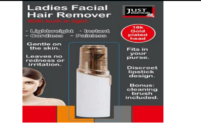 Ladies Facial Hair Remover with Built-in Light – Gold Plated Portable Beauty Trimmer