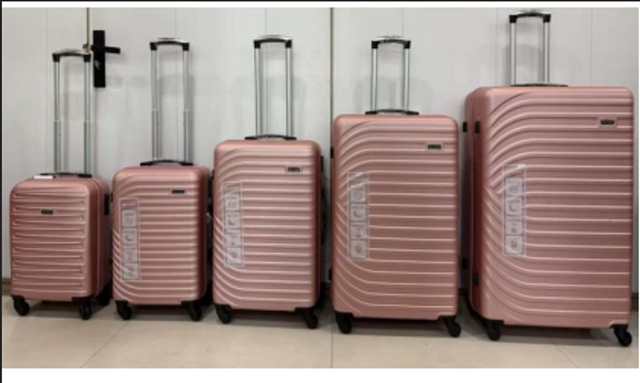 5-Piece Deluxe Hard Shell ABS Trolley Luggage Set – Rose Gold Luxury Suitcase Collection with 360° Spinner Wheels