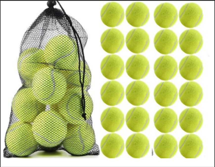 24-Pack High-Bounce Tennis Balls – Bulk Multi-Purpose Balls for Tennis, Cricket, Training & Pet Play (With Mesh Carry Bag)