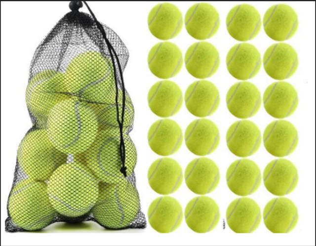 24-Pack High-Bounce Tennis Balls – Bulk Multi-Purpose Balls for Tennis, Cricket, Training & Pet Play (With Mesh Carry Bag)