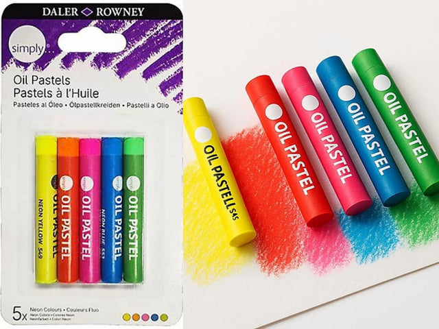 Daler-Rowney Simply Assorted Neon Oil Pastels (5-Piece Creative Set)