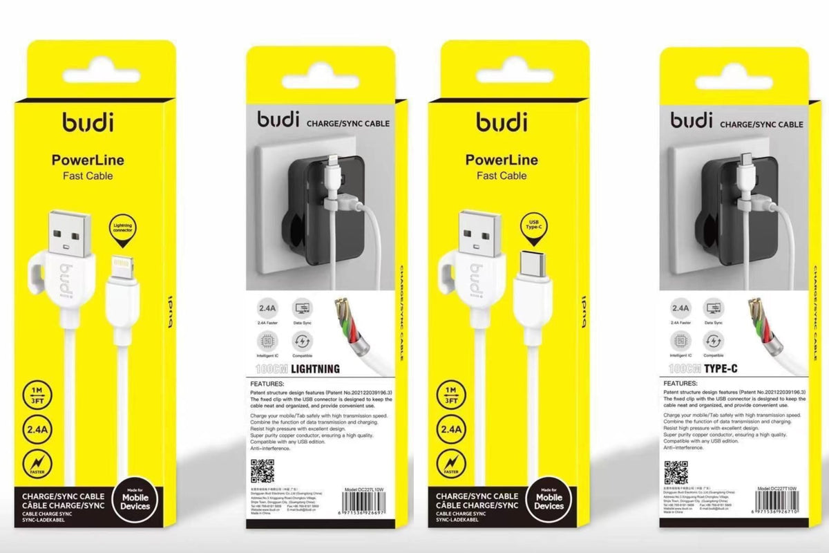Budi Power Line 1M Fast Charging & Data Sync Cable (Universal Retail Pack Batch)