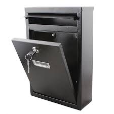 Large Letter Post Box – Wall Mounted Mailbox with Lock & Keys (Black)