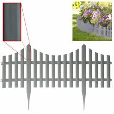 4-Piece Decorative Garden Fence Set – Grey Picket Style Border Edging (242cm Total Length)