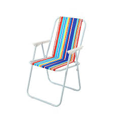 Printed Spring Foldable Beach Chair – Multi Stripe Outdoor Camping & Garden Chair