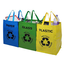 3 Pack Recycle Bags Set – Colour Coded Heavy Duty Recycling Storage Bags