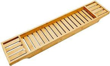 Bamboo Bathtub Caddy Tray – Natural Bamboo Bath Tub Organizer Shelf