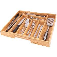 Expandable Bamboo Cutlery Tray Organizer – 9 Compartments Adjustable Drawer Insert