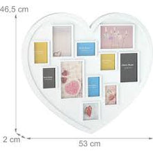 Heart Shape Photo Frame – Multi Photo Collage Frame for 10 Pictures (White)