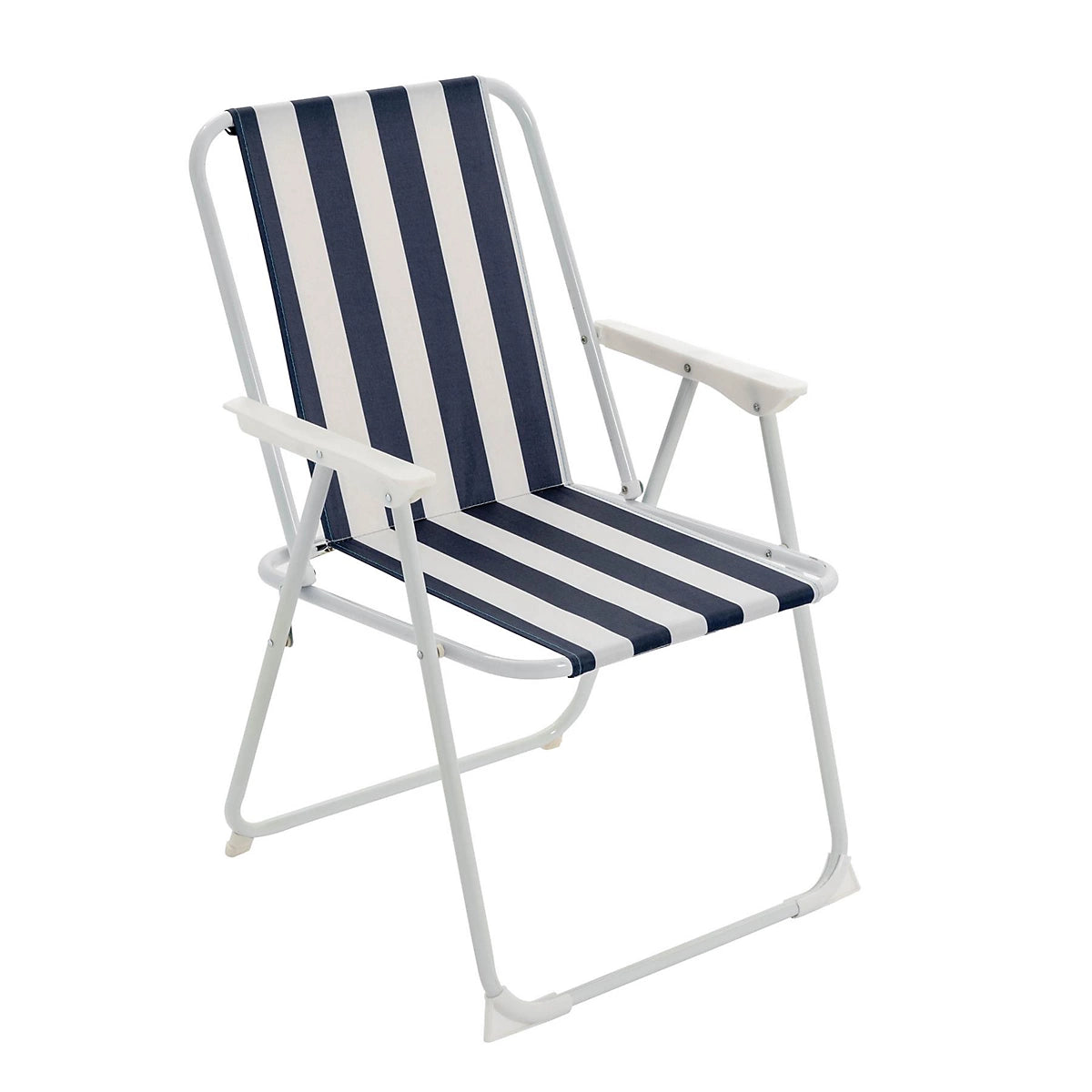 Printed Spring Beach Chair – Foldable Navy Striped Outdoor Chair (250 lbs Capacity)