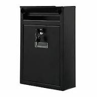 Large Letter Post Box – Wall Mounted Mailbox with Lock & Keys (Black)