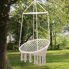 Deluxe Macramé Garden Hanging Hammock Chair – Boho Style Swing Seat with Tassel Detail (150kg Capacity)