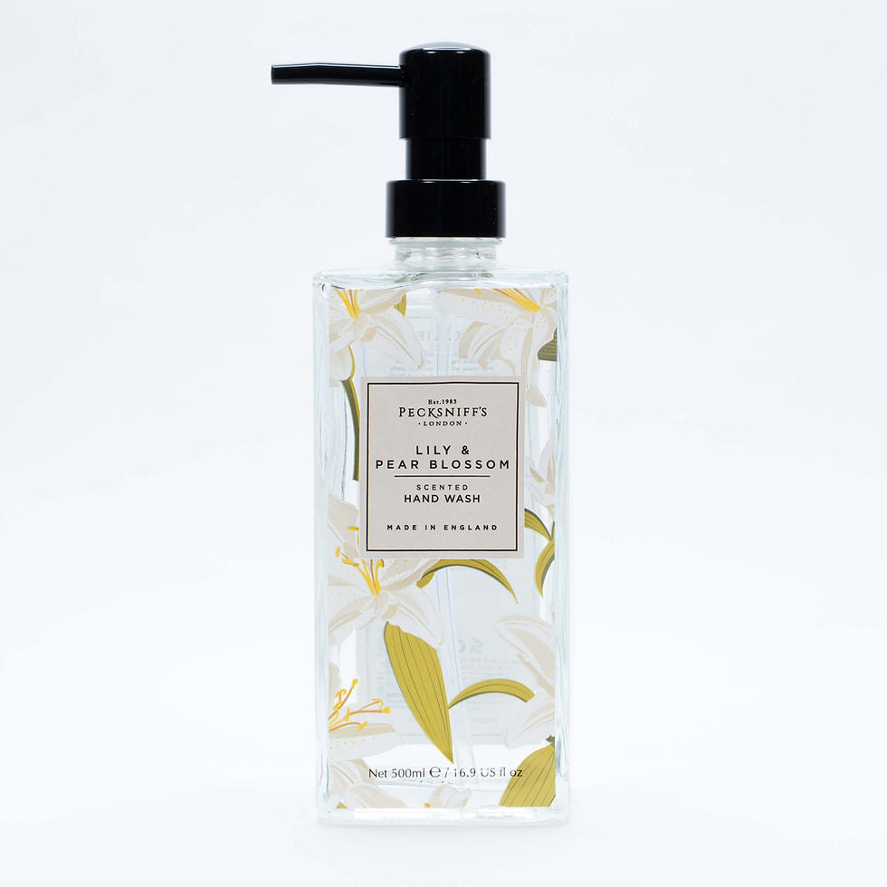 Pecksniff’s 500ml Glass Hand Wash – Lily & Pear Blossom