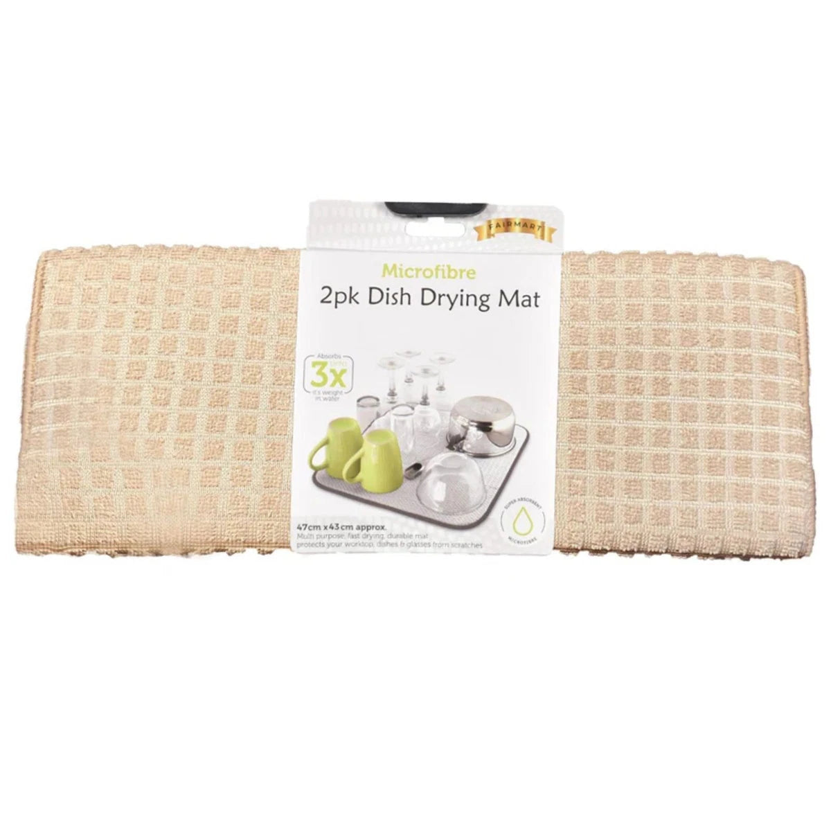 2 Pack Microfibre Dish Drying Mat – Fast Dry Kitchen Worktop Protector Set
